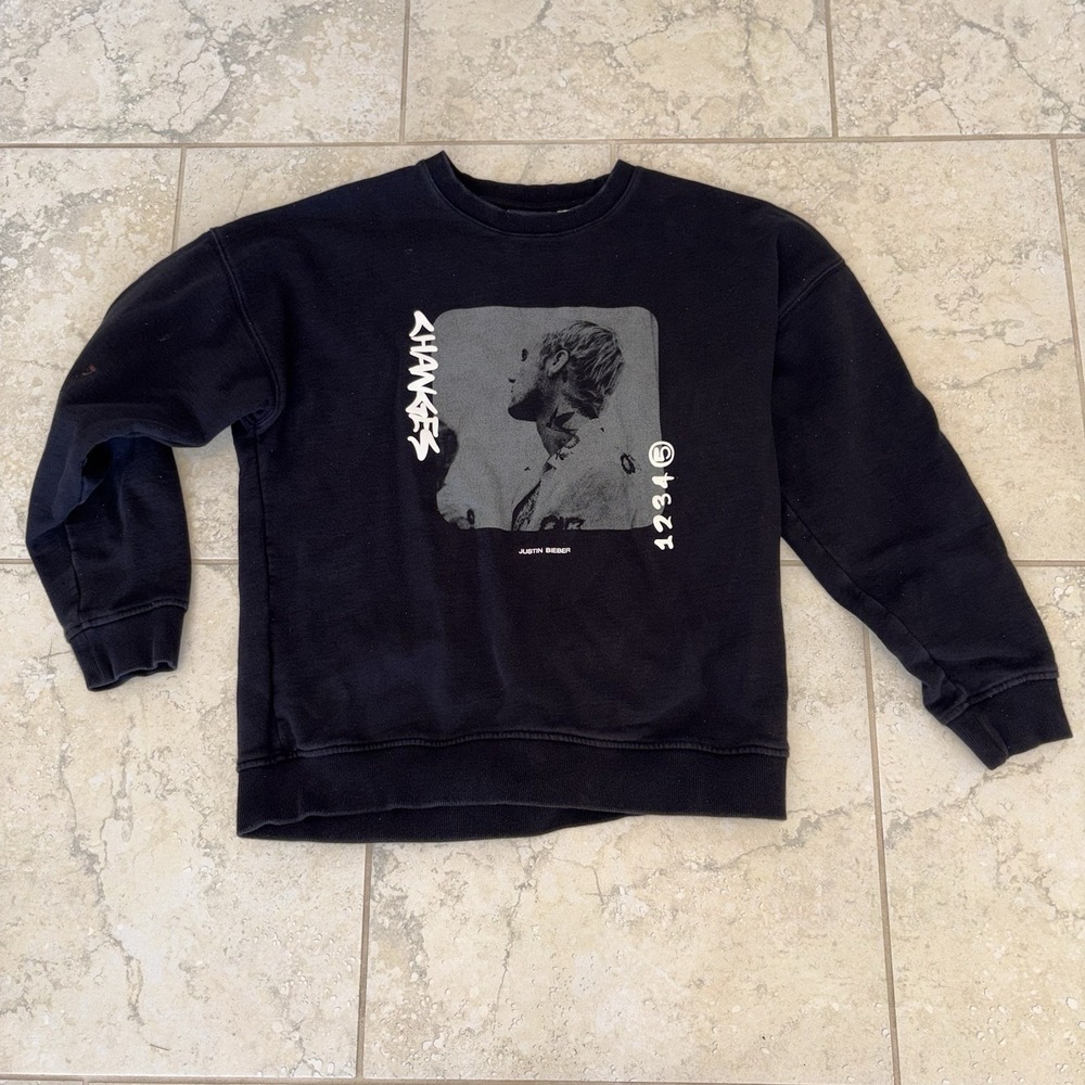 Justin Bieber x H&M Men's Changes Album Concert Sweatshirt Black Medium Spot
